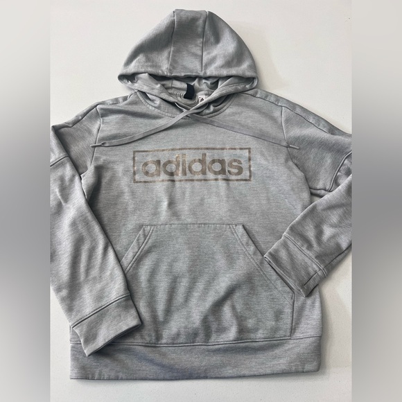 adidas Tops - Adidas Climawarm Long Sleeve Hoodie Thumb Holes Kangaroo Pocket Gray Women M